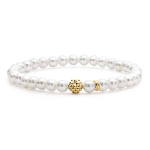 Caviar Gold Pearl Bead Bracelet- Med