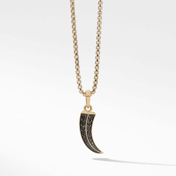 Roman Claw Amulet in 18K Yellow Gold with Black Diamonds, 37mm