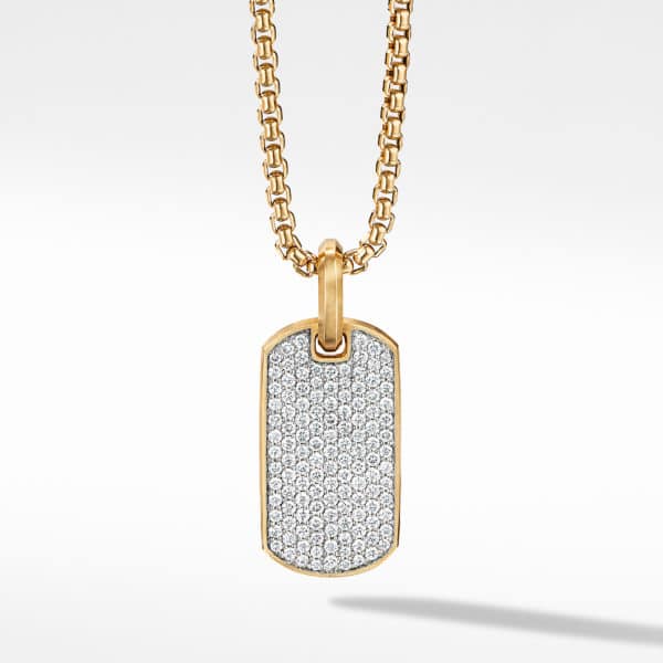 Streamline® Tag in 18K Yellow Gold with Pavé Diamonds