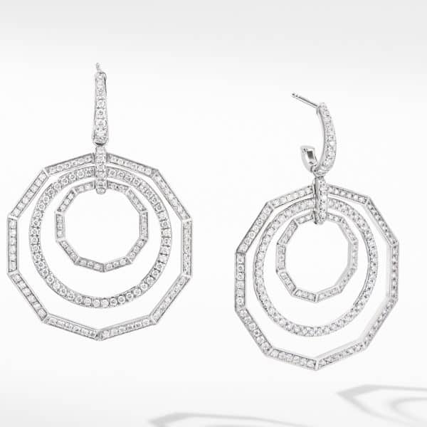 Stax Full Pavé Drop Earrings in 18K White Gold