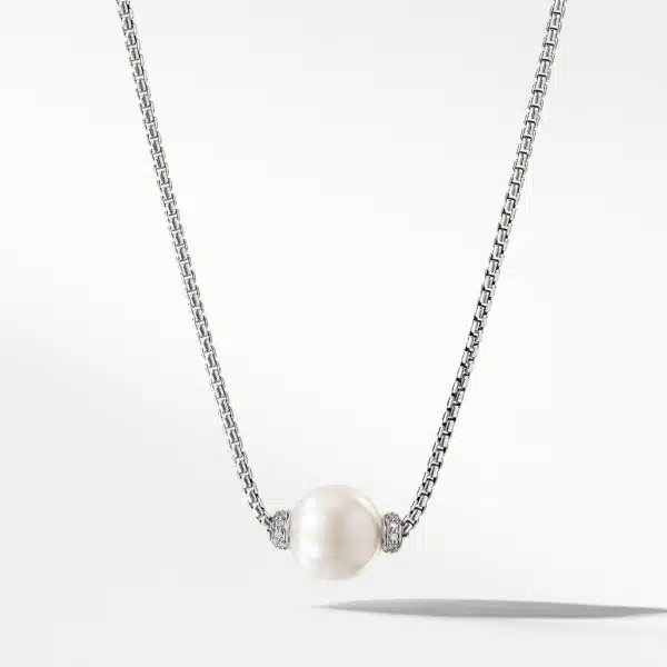 Solari Pendant Necklace with Diamonds and Freshwater Pearl