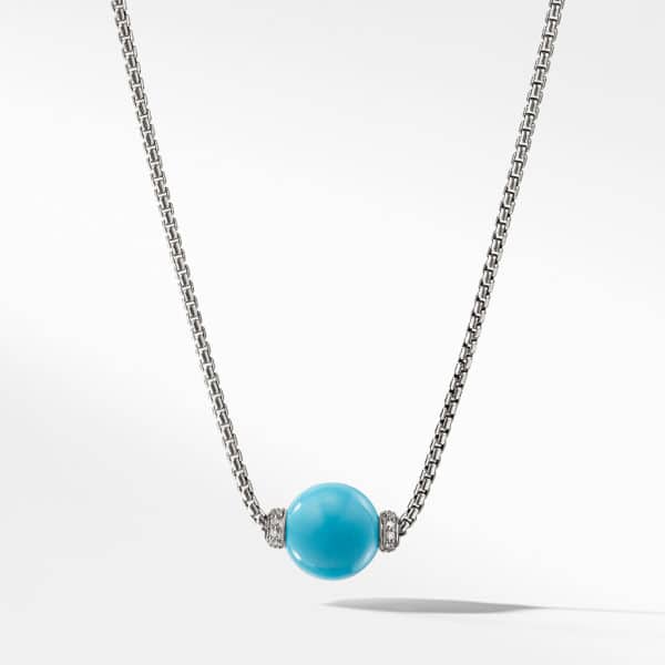 Solari Pendant Necklace with Diamonds and Reconstituted Turquoise