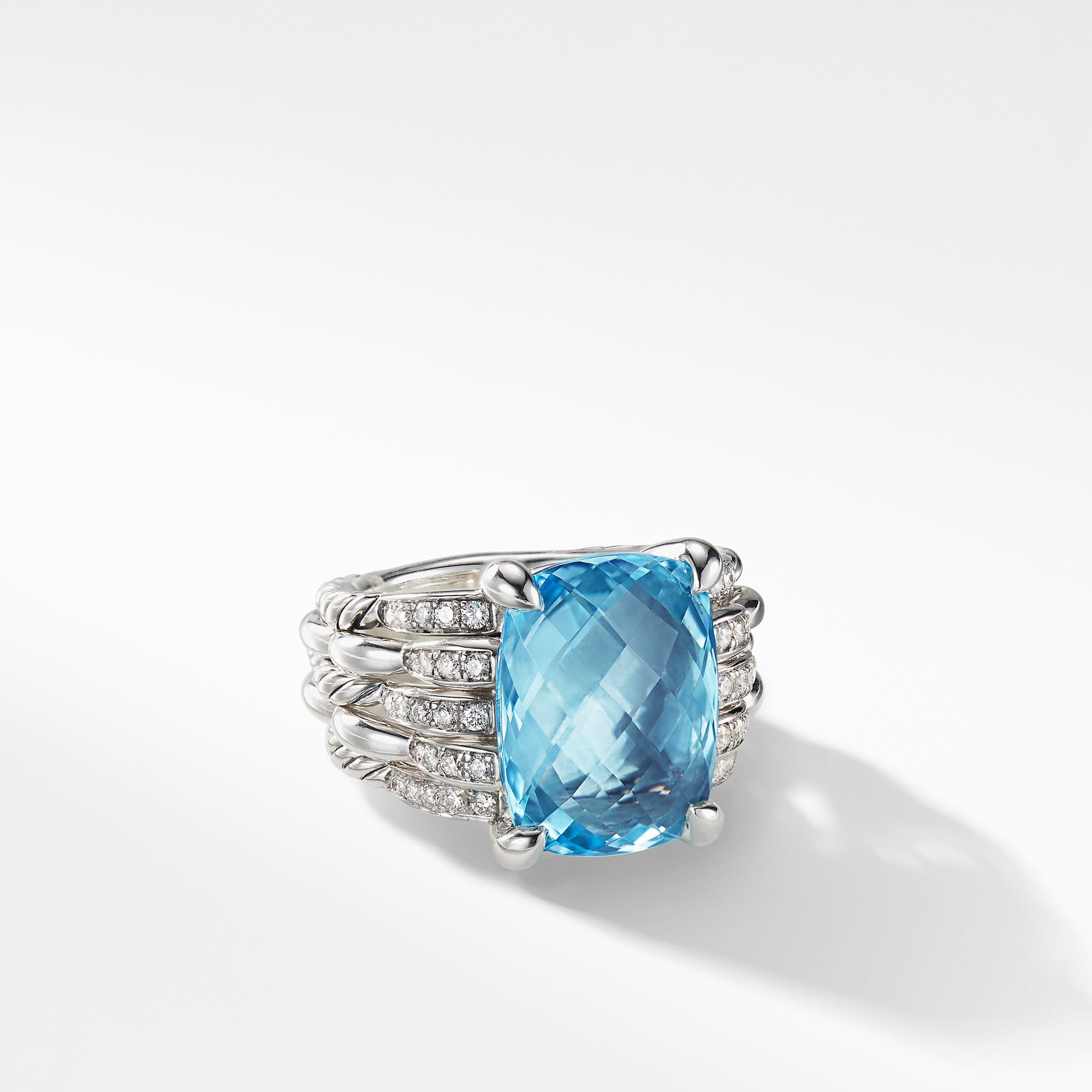 Tides Statement Ring With Blue Topaz And Diamonds