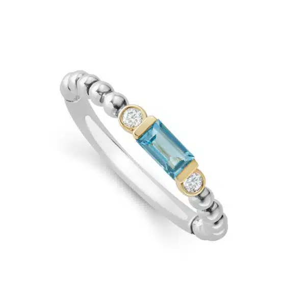 BlueTopaz & Diamond Stacking Ring