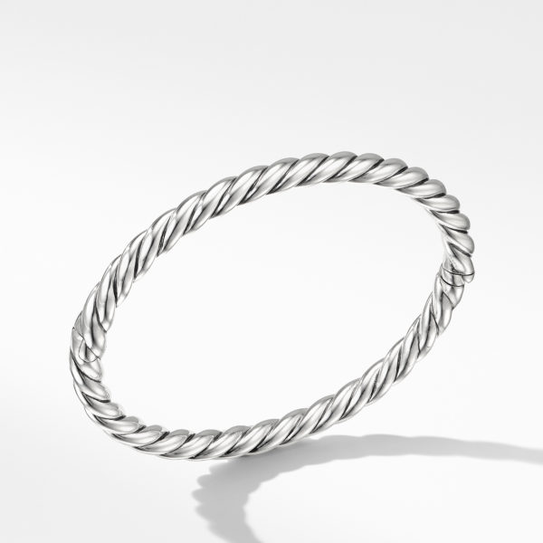 Sculpted Cable Bangle Bracelet in Sterling Silver, 5mm
