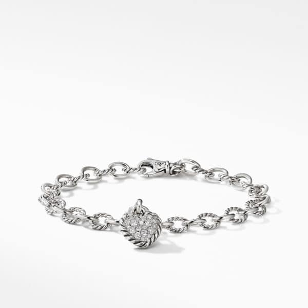 Cable Cookie Classic Heart Charm Bracelet with Diamonds