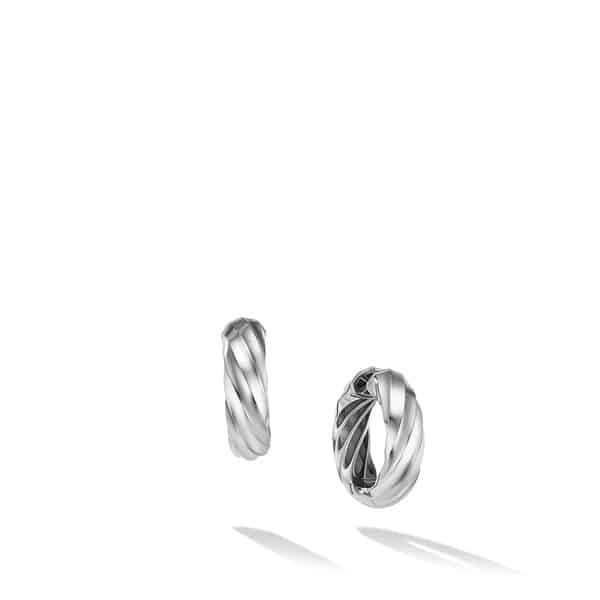Cable Edge Hoop Earrings in Sterling Silver, 28.9mm