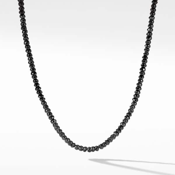 Spiritual Beads Necklace in Sterling Silver with Black Spinel