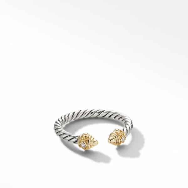 Renaissance Ring in Sterling Silver with 14K Yellow Gold, Pearls and Diamonds, 2.3mm