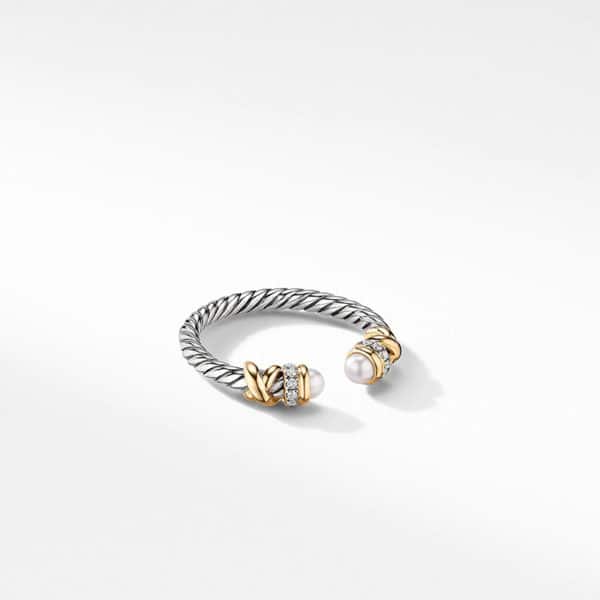 Petite Helena Open Ring with 18K Yellow Gold Domes and Diamonds