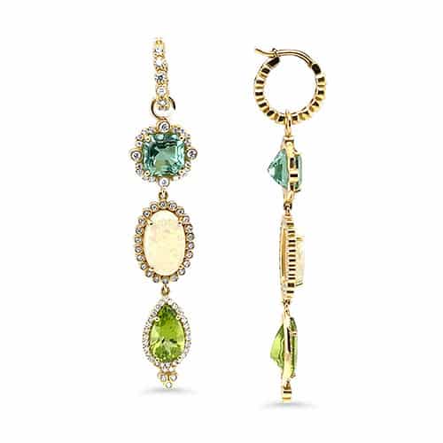 Mint Tourmaline, Opal, Peridot & Diamond Earrings Underwoods Jewelers