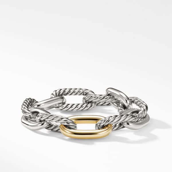 DY Madison Chain Bracelet in Sterling Silver with 18K Yellow Gold, 13.5mm