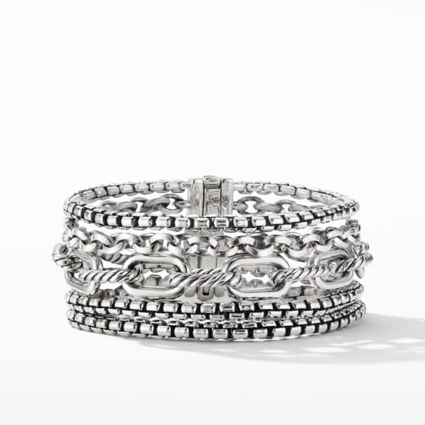 Multi Row Chain Bracelet in Sterling Silver, 29mm