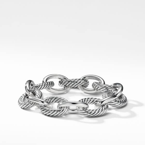 Oval Link Chain Bracelet in Sterling Silver, 17mm