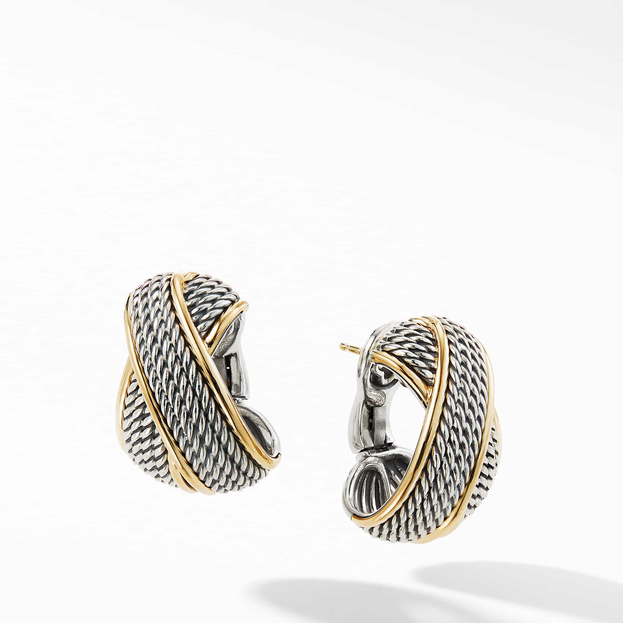DY Origami Crossover Shrimp Earrings with 18K Yellow Gold