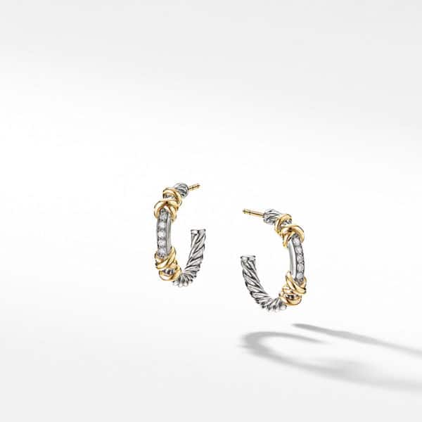 Petite Helena Hoop Earrings with 18K Yellow Gold and Diamonds