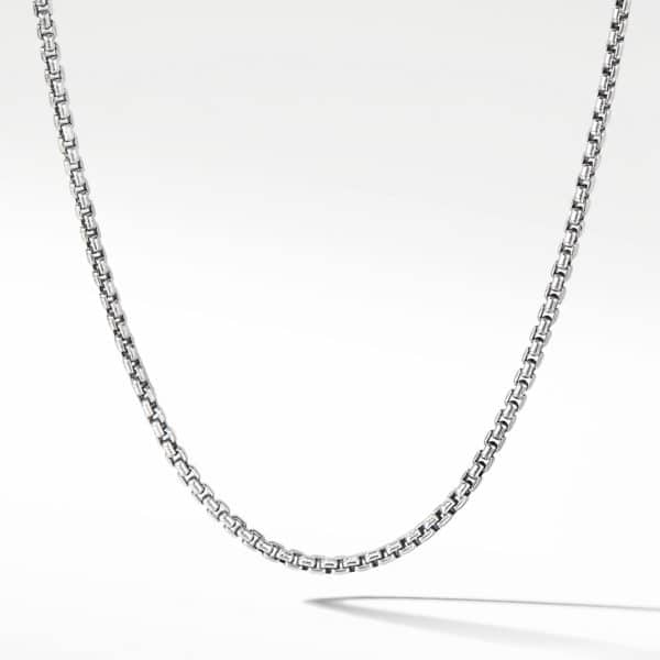 Box Chain Slider Necklace in Sterling Silver, 2.7mm