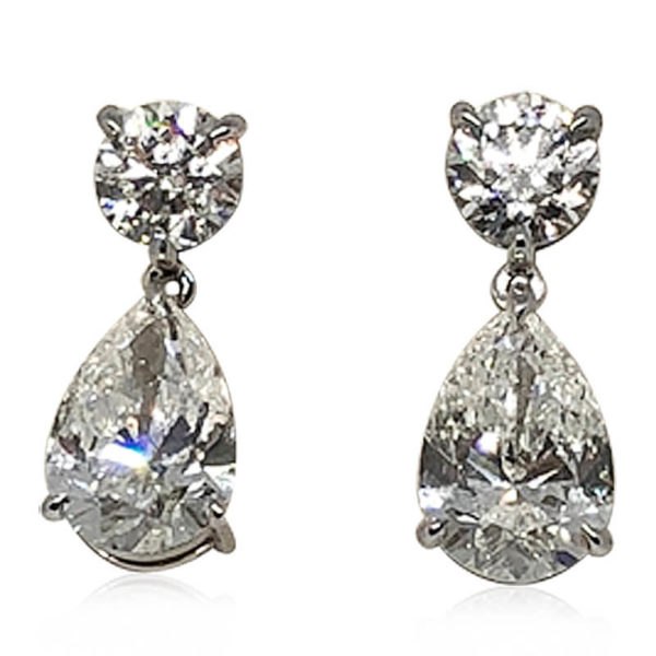 Pear Shaped Diamond Drop Earrings