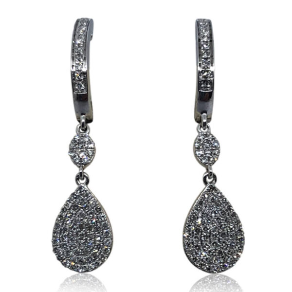 Pave Diamond Drop Teardrop Earrings