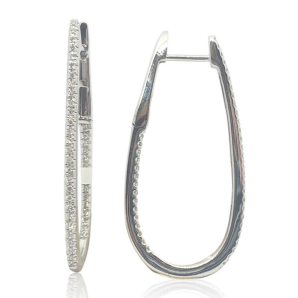 Oblong Diamond Hoop Earrings