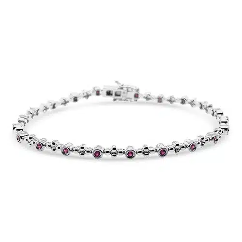 14kt WG Ruby Station Bracelet Underwoods Jewelers