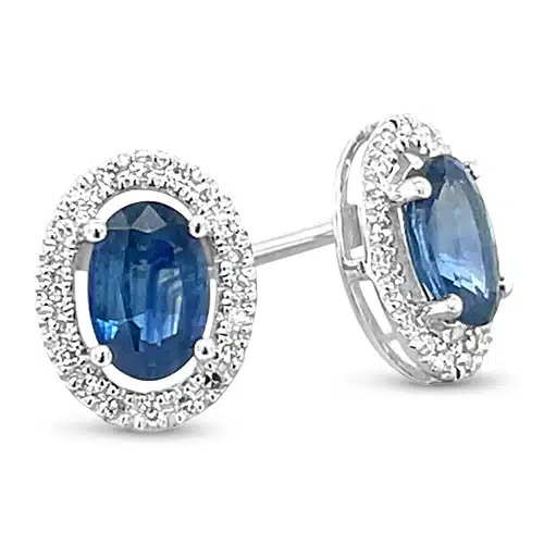 Diamond & Sapphire Halo Hoops