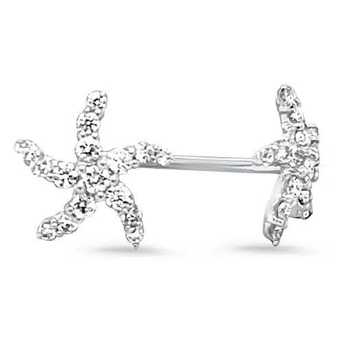 14kt white gold Diamond Starfish Studs