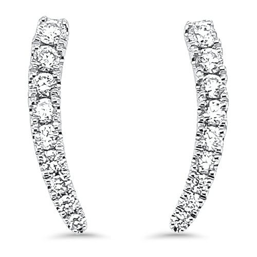 0.50ctw Diamond Curved Bar Ear Climber Studs