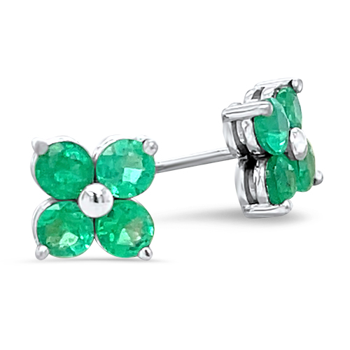 Emerald Flower-Shaped Studs