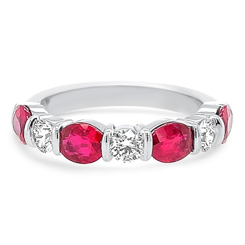 Ruby & Diamond 3-Row Ring - Underwoods Jewelers
