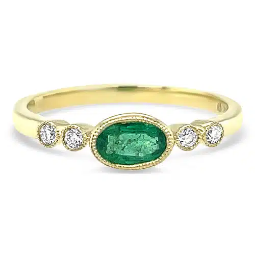 Emerald Ring with Diamond Accents