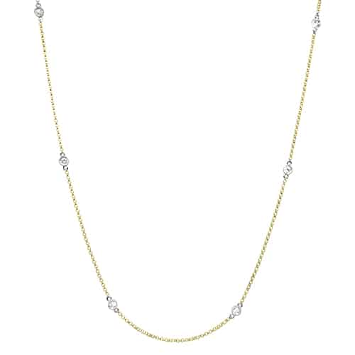 Two Tone Gold Diamond By the Yard Necklace