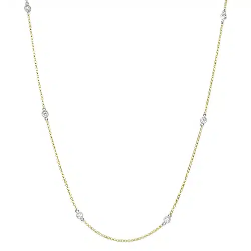 Two Tone Gold Diamond By the Yard Necklace