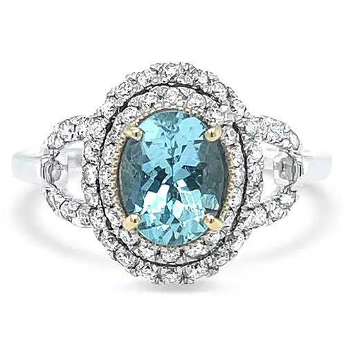 Estate Aquamarine & Diamond Ring
