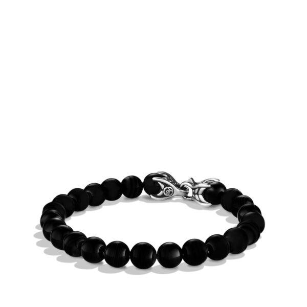 Spiritual Beads Bracelet in Sterling Silver with Black Onyx, 8mm