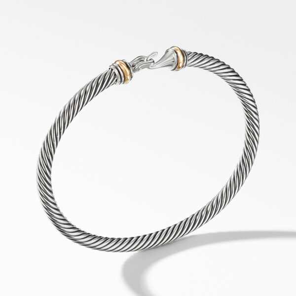 Buckle Classic Cable Bracelet in Sterling Silver with 18K Yellow Gold, 4mm