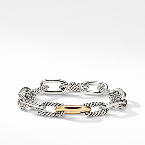 DY Madison Chain Bracelet in Sterling Silver with 18K Yellow Gold, 11mm