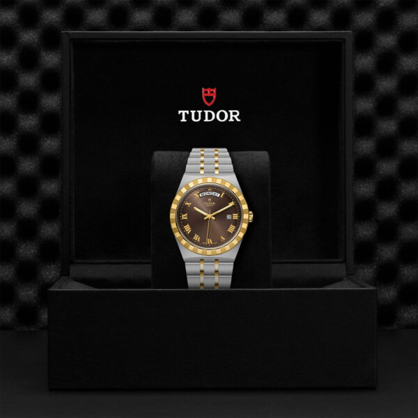 TUDOR Royal Watch with a 41mm Steel Case, Yellow Gold Bezel (M28603-0007) Black Presentation Box