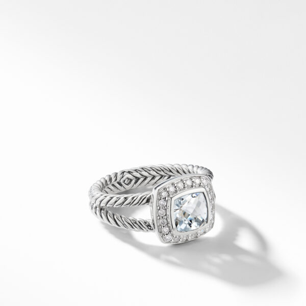 Petite Albion Ring in Sterling Silver with White Topaz and Diamonds, 7mm