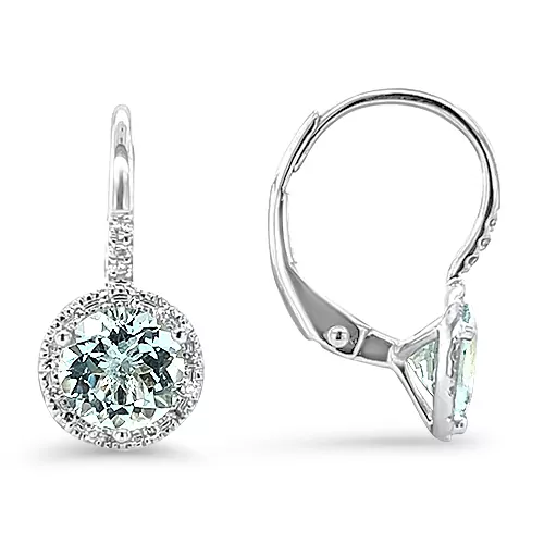 Aquamarine & Diamond Halo Drop Earrings