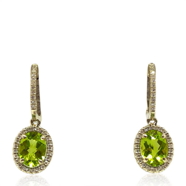 Oval Peridot Drop Earrings