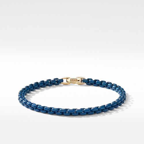 DY Bel Aire Color Box Chain Bracelet In Navy Acrylic With 14K Yellow Gold Accent, 4mm