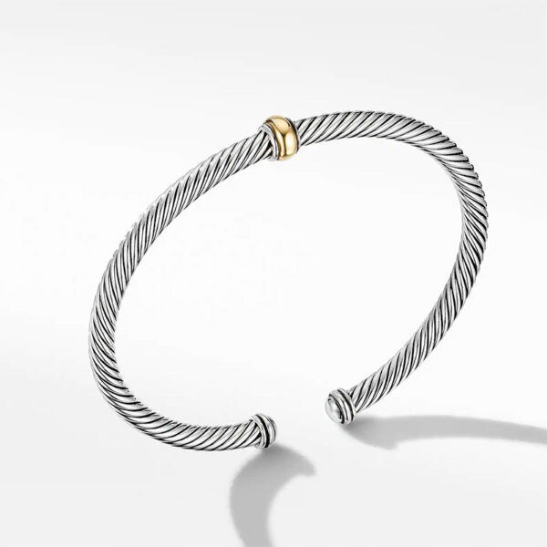 Classic Cable Station Bracelet in Sterling Silver with 18K Yellow Gold, 4mm