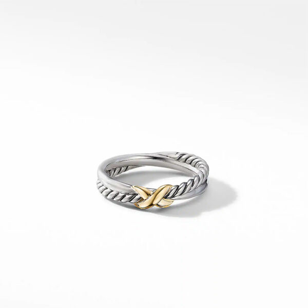 Petite X Ring in Sterling Silver with 18K Yellow Gold, 4mm
