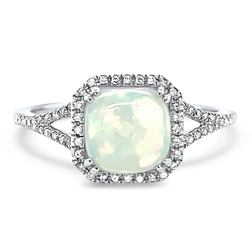 Cushion Opal & Diamond Ring