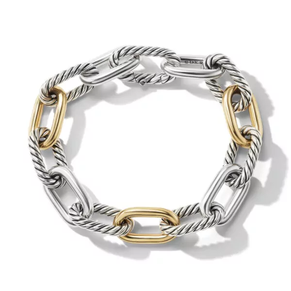 DY Madison Chain Bracelet in Sterling Silver with 18K Yellow Gold, 11mm
