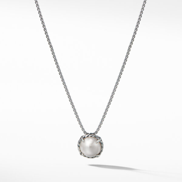 Petite Chatelaine Necklace in Sterling Silver with Pearl, 10mm