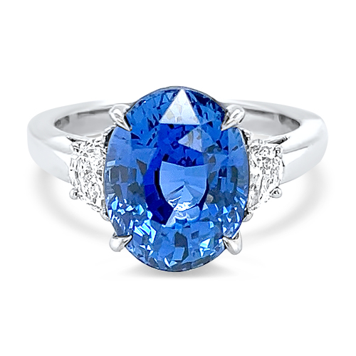 7.15ct Blue Sapphire & Diamond Ring