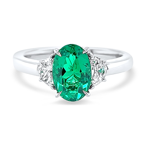 1.53ctw Oval Emerald & Diamond Ring