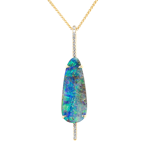 Australian Boulder Opal & Diamond Necklace